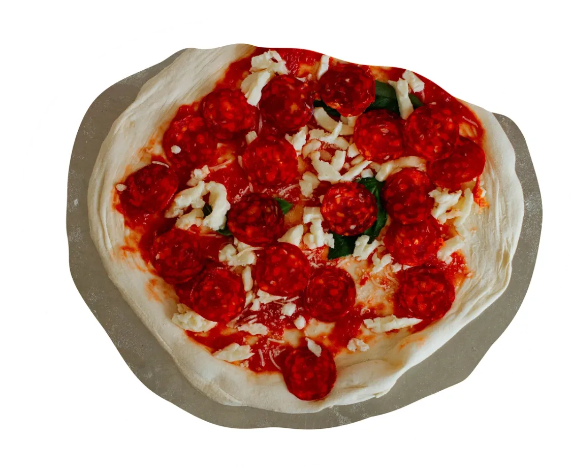 Topped pizza ready for the oven